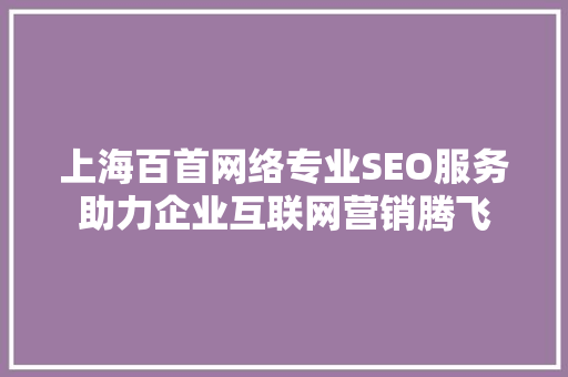 上海百首网络专业SEO服务助力企业互联网营销腾飞