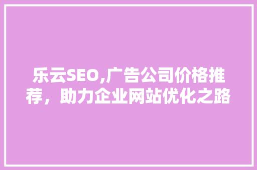乐云SEO,广告公司价格推荐，助力企业网站优化之路