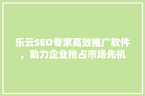 乐云SEO专家高效推广软件，助力企业抢占市场先机