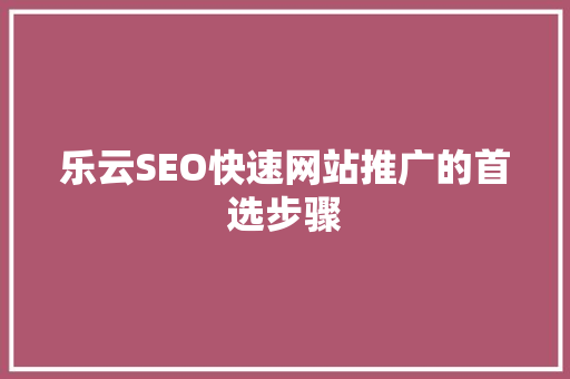 乐云SEO快速网站推广的首选步骤