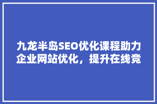 九龙半岛SEO优化课程助力企业网站优化，提升在线竞争力
