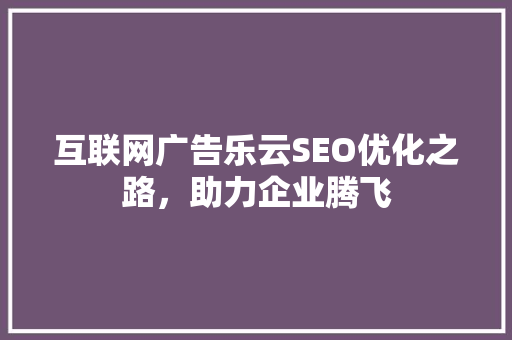 互联网广告乐云SEO优化之路，助力企业腾飞
