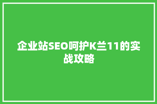 企业站SEO呵护K兰11的实战攻略