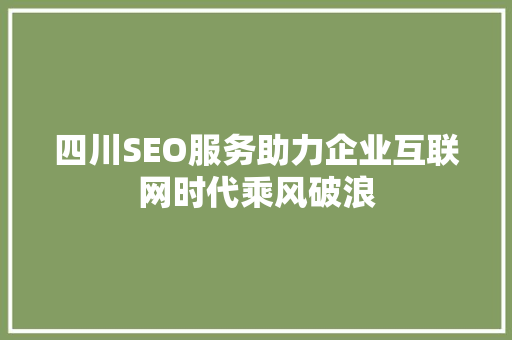 四川SEO服务助力企业互联网时代乘风破浪