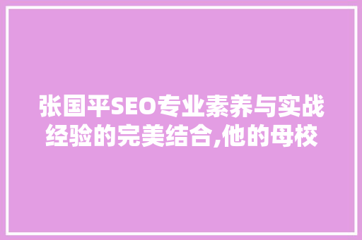 张国平SEO专业素养与实战经验的完美结合,他的母校