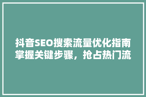 抖音SEO搜索流量优化指南掌握关键步骤，抢占热门流量