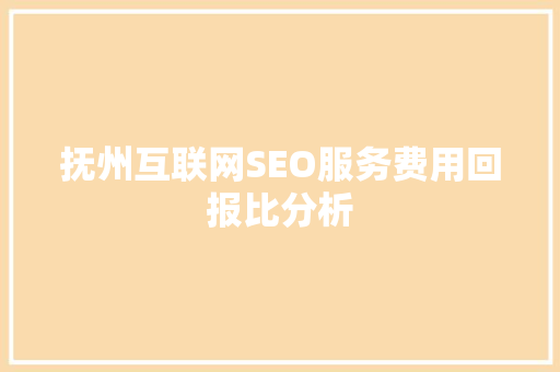 抚州互联网SEO服务费用回报比分析