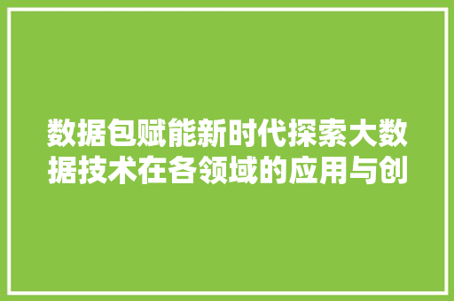数据包赋能新时代探索大数据技术在各领域的应用与创新