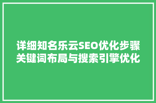详细知名乐云SEO优化步骤关键词布局与搜索引擎优化方法