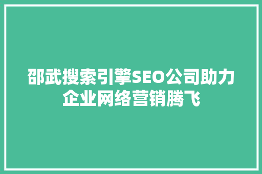 邵武搜索引擎SEO公司助力企业网络营销腾飞