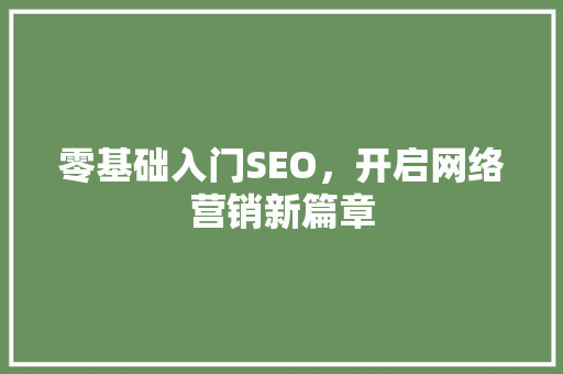 零基础入门SEO，开启网络营销新篇章