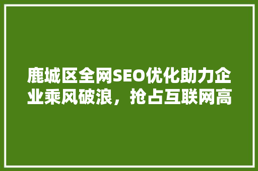 鹿城区全网SEO优化助力企业乘风破浪，抢占互联网高地