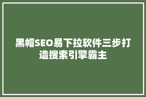 黑帽SEO易下拉软件三步打造搜索引擎霸主