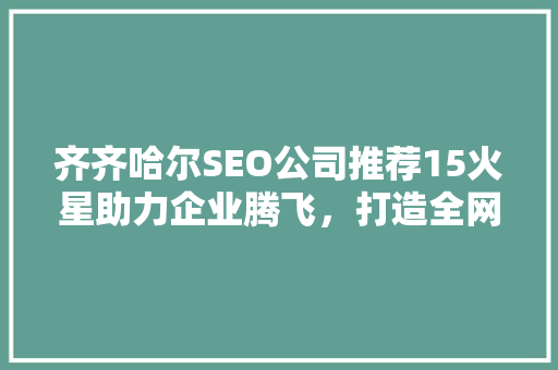 齐齐哈尔SEO公司推荐15火星助力企业腾飞，打造全网营销新格局