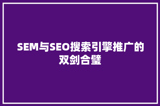SEM与SEO搜索引擎推广的双剑合璧