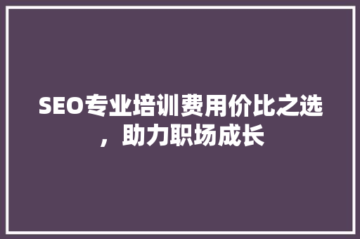 SEO专业培训费用价比之选，助力职场成长