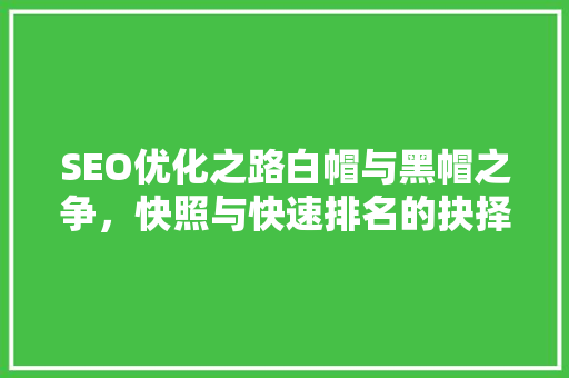 SEO优化之路白帽与黑帽之争，快照与快速排名的抉择