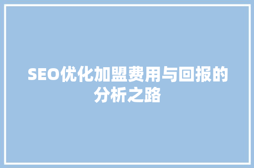 SEO优化加盟费用与回报的分析之路