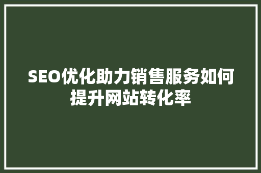 SEO优化助力销售服务如何提升网站转化率  第1张