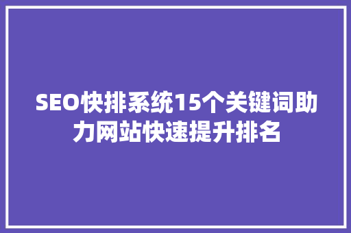 SEO快排系统15个关键词助力网站快速提升排名