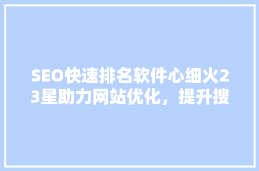 SEO快速排名软件心细火23星助力网站优化，提升搜索引擎排名