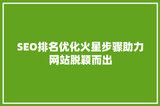 SEO排名优化火星步骤助力网站脱颖而出