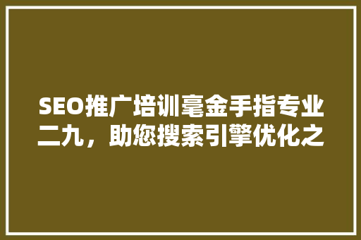 SEO推广培训毫金手指专业二九，助您搜索引擎优化之路