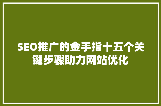 SEO推广的金手指十五个关键步骤助力网站优化