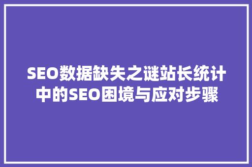 SEO数据缺失之谜站长统计中的SEO困境与应对步骤