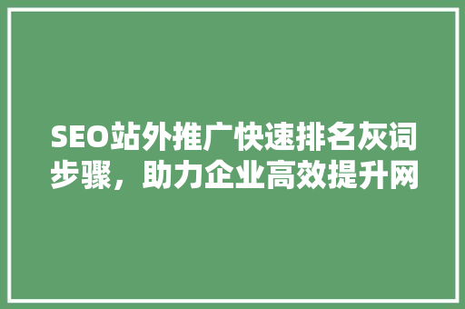 SEO站外推广快速排名灰词步骤，助力企业高效提升网站排名