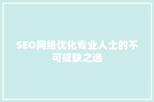 SEO网络优化专业人士的不可或缺之选
