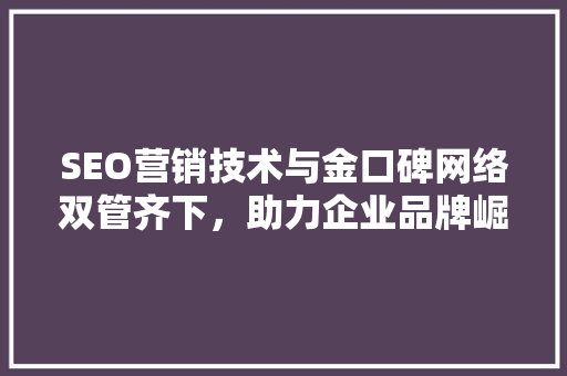 SEO营销技术与金口碑网络双管齐下，助力企业品牌崛起