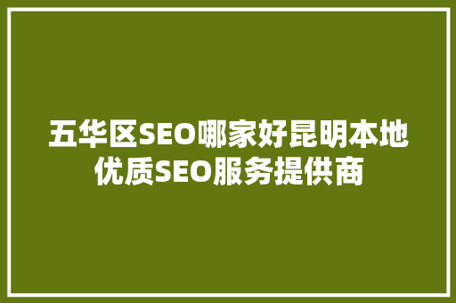 五华区SEO哪家好昆明本地优质SEO服务提供商