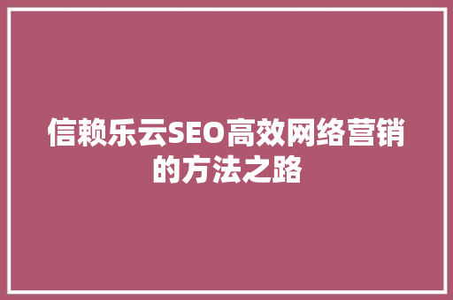 信赖乐云SEO高效网络营销的方法之路