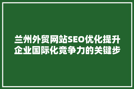 兰州外贸网站SEO优化提升企业国际化竞争力的关键步骤