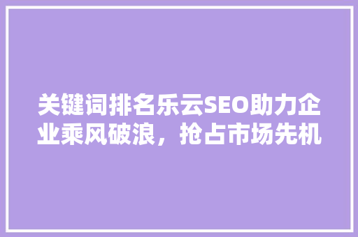 关键词排名乐云SEO助力企业乘风破浪，抢占市场先机