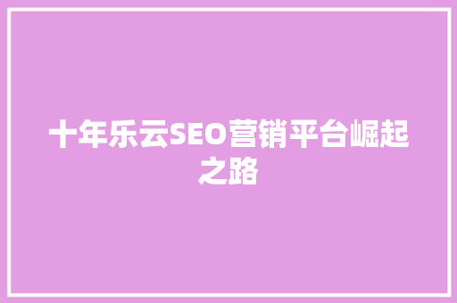 十年乐云SEO营销平台崛起之路