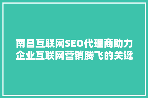 南昌互联网SEO代理商助力企业互联网营销腾飞的关键力量