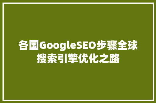 各国GoogleSEO步骤全球搜索引擎优化之路