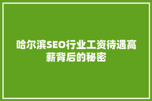 哈尔滨SEO行业工资待遇高薪背后的秘密