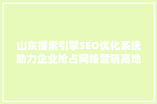 山东搜索引擎SEO优化系统助力企业抢占网络营销高地