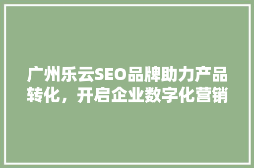 广州乐云SEO品牌助力产品转化，开启企业数字化营销新篇章