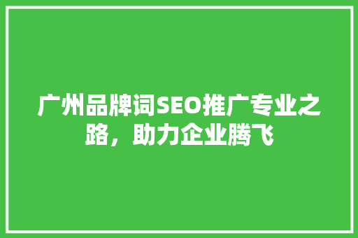 广州品牌词SEO推广专业之路，助力企业腾飞