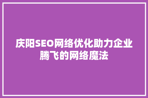 庆阳SEO网络优化助力企业腾飞的网络魔法