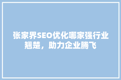 张家界SEO优化哪家强行业翘楚，助力企业腾飞