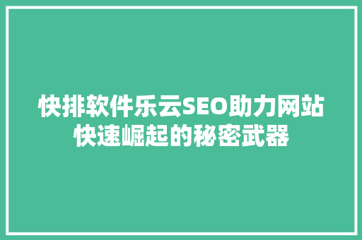 快排软件乐云SEO助力网站快速崛起的秘密武器