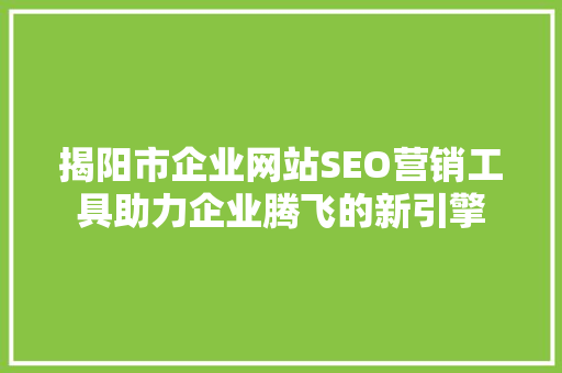 揭阳市企业网站SEO营销工具助力企业腾飞的新引擎