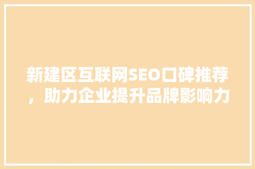 新建区互联网SEO口碑推荐，助力企业提升品牌影响力