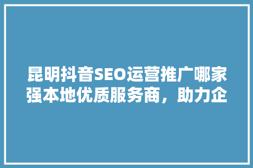昆明抖音SEO运营推广哪家强本地优质服务商，助力企业品牌腾飞