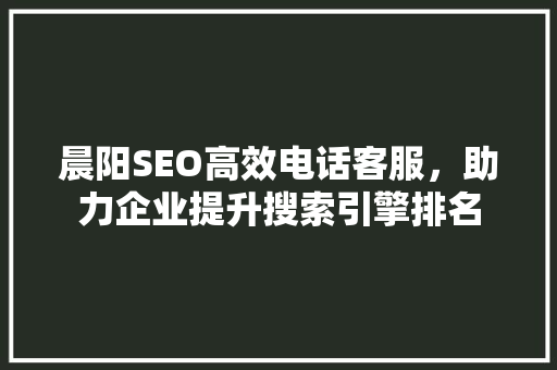 晨阳SEO高效电话客服，助力企业提升搜索引擎排名